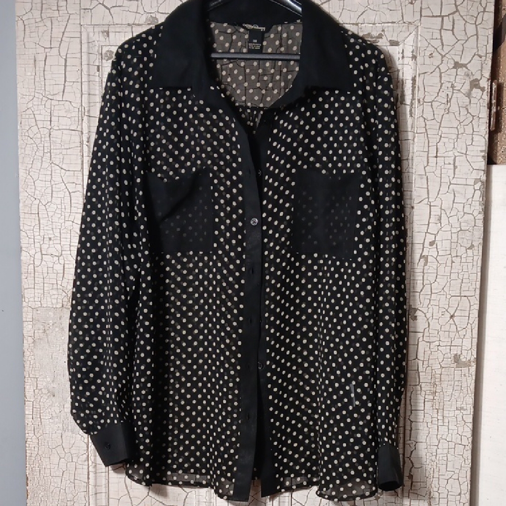Black and White Polka Dot Button Down Shirt